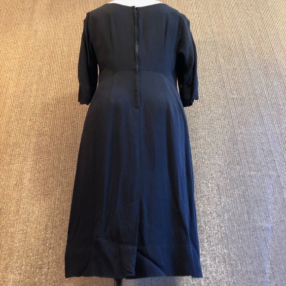 Antique Black Dress With Beaded Upper Bodice, Zippered Back and 3/4 Sleeves - Picture 13 of 16